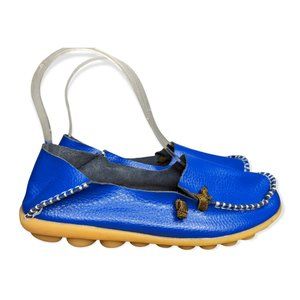 Women's Blue Leather Loafers Size 37/ US Size 6.5